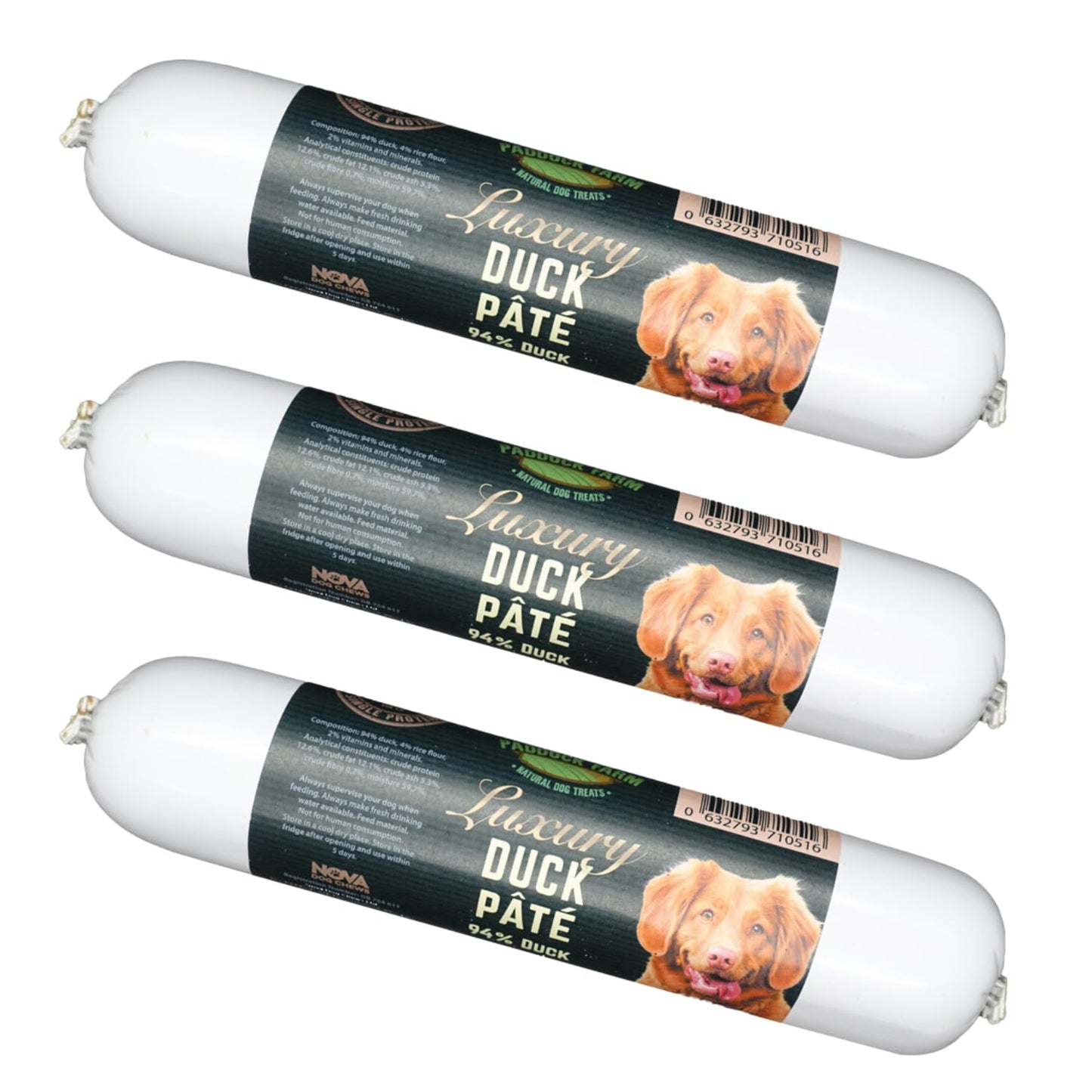 Paddock Farm - Dog Food Duck Pate Tube Pack Of 3x 400g. Single Protein Wet Dog Food Pate For Dogs With Natural Ingredients & High Meat Content. Treat Pet Food For Adult Dogs