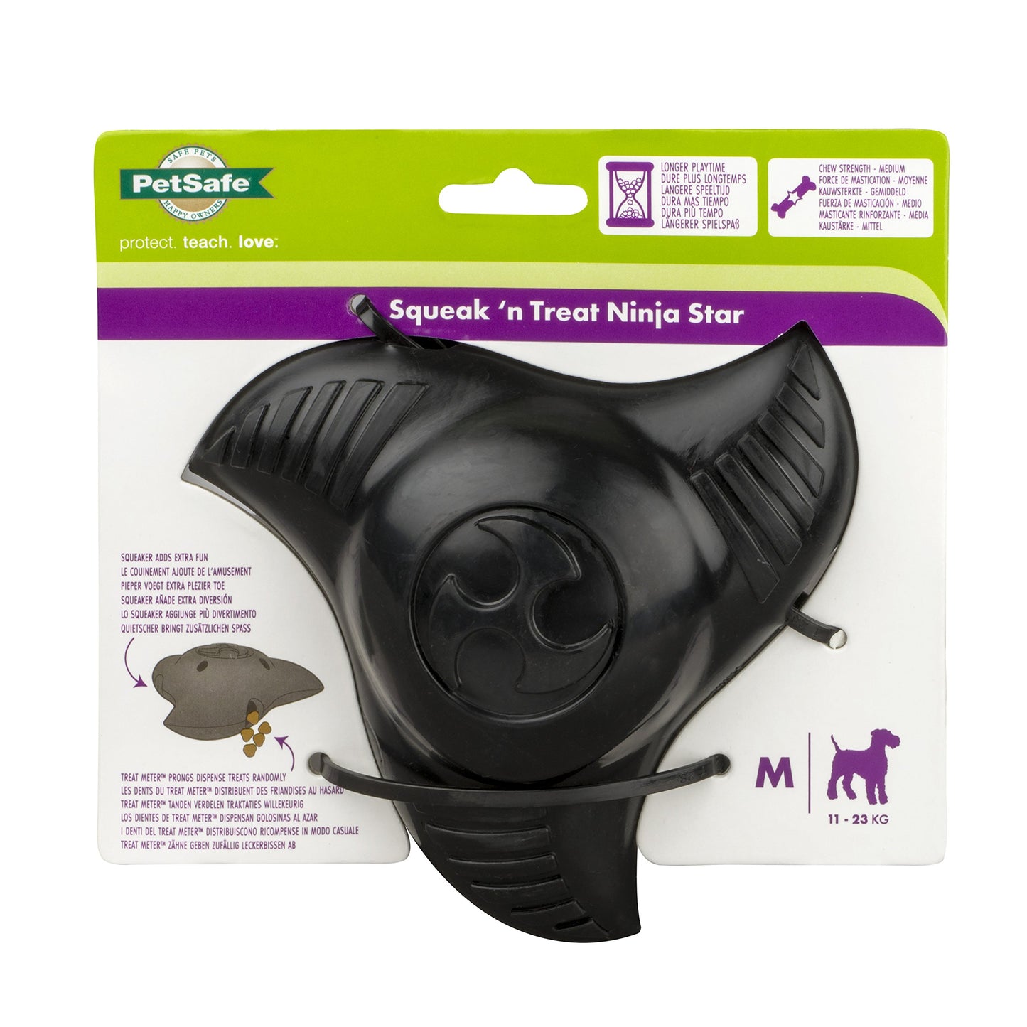 PetSafe Squeak 'n Treat Food Dispensing Chew Toy, Large, Ninja Star