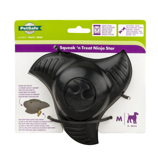 PetSafe Squeak 'n Treat Food Dispensing Chew Toy, Large, Ninja Star