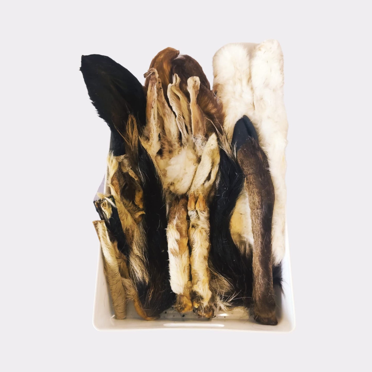 Natural Healthy Dog Chew Treat Box.Raw Long Lasting Dog Chews. Grain Free. Rabbit Ears, Trachea, Bulls Pizzle, Cow Hooves,Pigs Ears, Chickens Feet, Beef Spleens, Beef Spaghetti, Gourmet Sausages