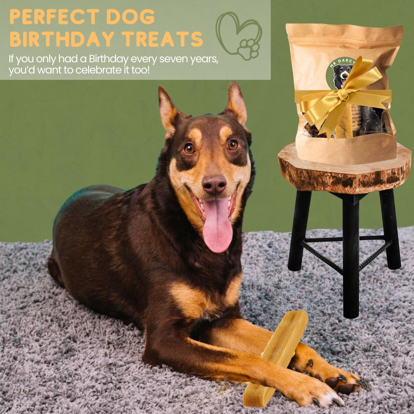 Yak Chews for Dogs, Rabbit Ears with Fur, Long Lasting Natural Dog Chew Bundle Mr Darcys Dog Treat Box with Beef Knuckle Bones and Trachea Gullet