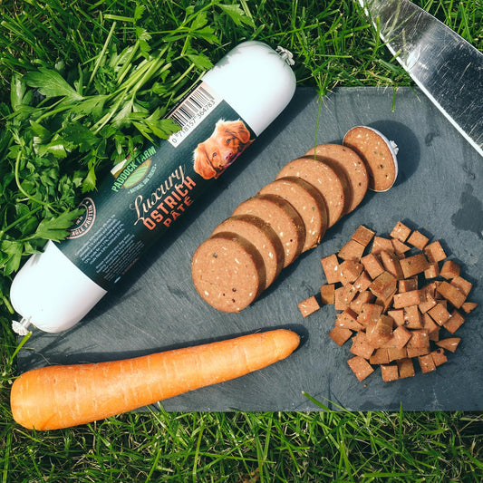 Paddock Farm - Dog Food Ostrich Pate Tube Pack Of 3x 400g. Single Protein Wet Dog Food Pate For Dogs. High Meat Content Treat Pet Food For Adult Dogs