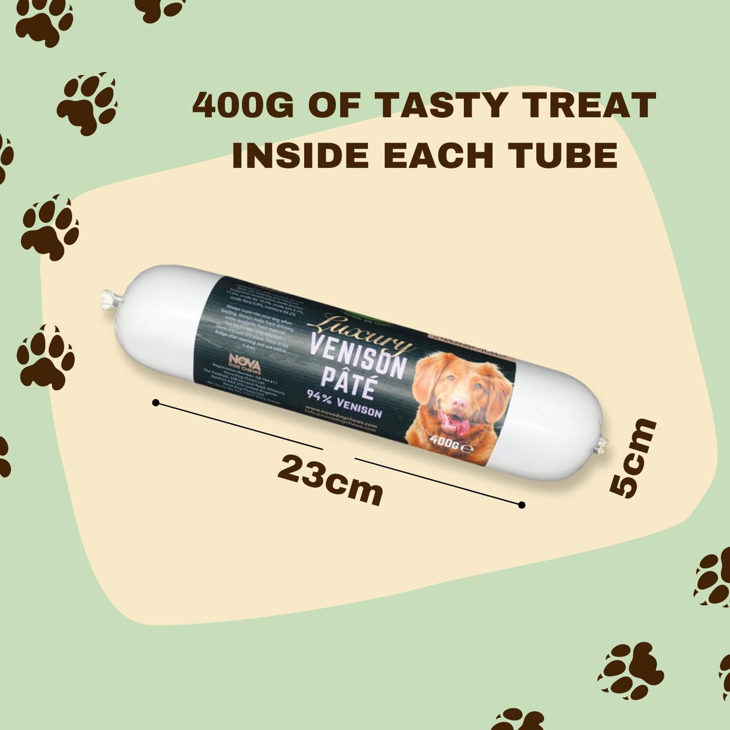Paddock Farm - Dog Food Ostrich Pate Tube Pack Of 3x 400g. Single Protein Wet Dog Food Pate For Dogs. High Meat Content Treat Pet Food For Adult Dogs